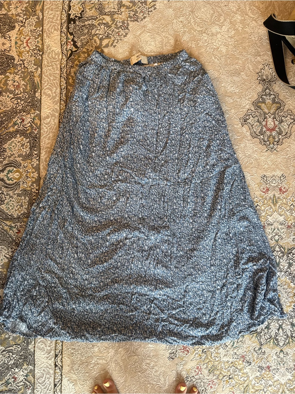 Hollister Blue Textured A-Line Skirt